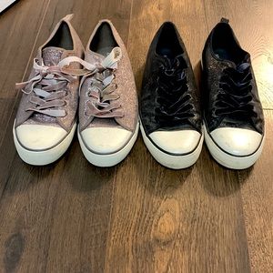 2 pairs American eagle sparkle sneakers.